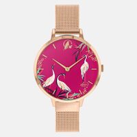 Rose Gold Tahiti Collection Hot Pink Heron Dial By SARA MILLER