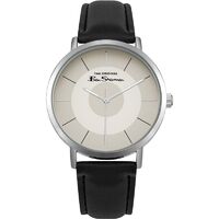 Black Strap Watch With Off White Dial By BEN SHERMAN