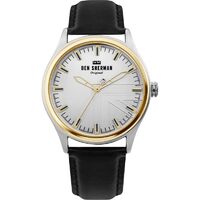Black Leather Strap Watch With Silver Dial By BEN SHERMAN