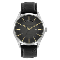 Silver Watch With Black To Grey Graduated Dial Black Croco Strap By BEN SHERMAN