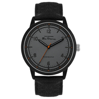 Black Watch With Black Sunray Dial Black Canvas Strap By BEN SHERMAN