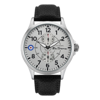 Silver Watch With Grey Sandblasted Dial Black Strap By BEN SHERMAN
