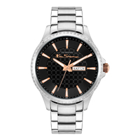 Silver Bracelet Watch With Black Hydraulic Pattern Dial By BEN SHERMAN