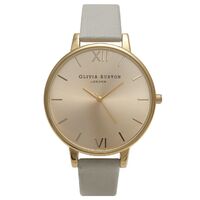 Big Dial Grey & Gold Leather