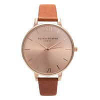 Big Dial Tan & Rose Gold Leather