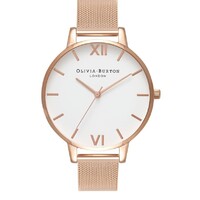 Big Dial White Rose & Gold Mesh