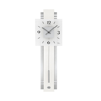 SILVER BATTERY WALL CLOCK WITH SILVER HIGHLIGHTS SQUARE GLASS DIAL BY AMS
