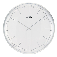SILVER BATTERY WALL CLOCK PLAIN WITH INDEX ROUND 40CM BY AMS