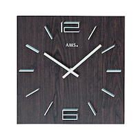Brown Battery Wall Clock With White Numbers Square 40cm By AMS