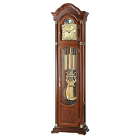 WALNUT GRANDFATHER CLOCK WITH WESTMINSTER CHIME AND BRASS COLLARS BY AMS