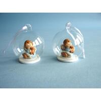Angel Hugging Teddy In Glass Ball