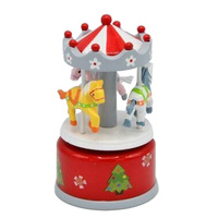 Horses On Red And White Carousel Music Box 13.5cm