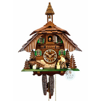 Wood Chopper & Bell Tower 1 Day Mechanical Chalet Cuckoo Clock 31cm By ENGSTLER image