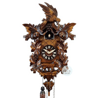 Fox & Grapes Battery Carved Cuckoo Clock 38cm By ENGSTLER image