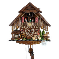 Blacksmith, Waterwheel, Horse & Dancers Battery Chalet Cuckoo Clock 33cm By ENGSTLER image
