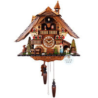 Bell Ringer & Waterwheel Battery Chalet Cuckoo Clock With Dancers 36cm By ENGSTLER image