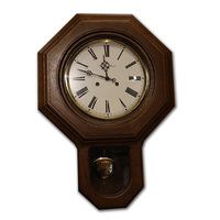 Octagonal Striking Station Clock With Pendulum 56cm By AMS