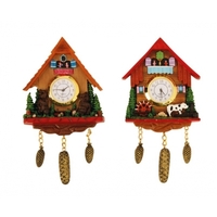 HANGING CUCKOO CLOCK BATTERY COW/BEAR 17CM