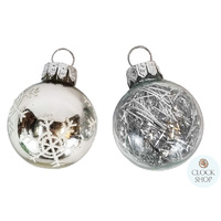 3cm Silver Glass Bauble Hanging Decoration- Assorted Designs image