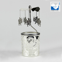 Santa With Bag Glass Candle Carousel