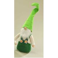 GNOME IN DARK GREEN PANTS WITH FLOWER BUTTON 30cm