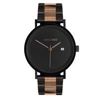 TITANIUM BLACK BLACK DIAL ROSE GOLD/BLACK METAL BAND BY UNCLE JACK