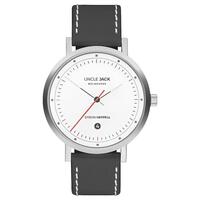 DYSON HEPPELL SILVER WHITE DIAL BLACK LEATHER BAND BY UNCLE JACK