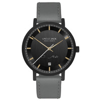 CAM MUNSTER BRUSHED GREY DIAL GREY LEATHER BAND BY UNCLE JACK