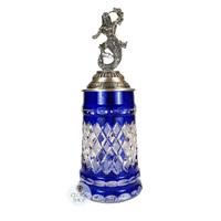Lord Of Crystal Blue Glass Beer Stein With Poseidon On Lid 0.5L By KING image