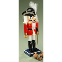 SOLIDER RED WITH BLACK FEATHER HAT 25CM NUTCRACKER