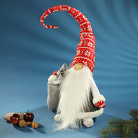 GNOME SANTA WITH RED SNOWFLAKE HAT AND SACK 76CM