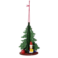 GREEN WOODEN CHRISTMAS TREE DECORATION 9CM