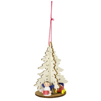 Natural Wooden Christmas Tree Decoration 9cm