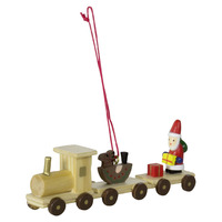 Train In Natural Wood Tree Decoration 5cm