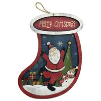 SANTA SOCK HANGING DECORATION 40CM