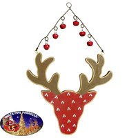Deer With Bells Red Hanging Decoration 23cm