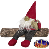 Gnome Grey And Red Sitting 15cm