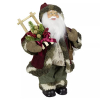 Santa Claus Liam Holding Christmas Flowers Standing 45cm