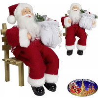 Santa Claus Edvin Sitting On Wooden Chair 30cm