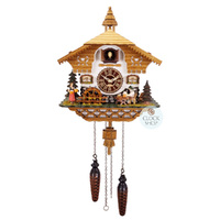 Beer Drinker, Maid & Water Wheel Battery Chalet Cuckoo Clock 30cm By TRENKLE image