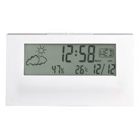 7cm Vertex White LCD Digital Alarm Clock With Weather Station By ACCTIM image