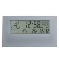 Vertex - Grey Lcd Alarm Clock With Weather Station