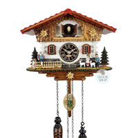 Heidi House Battery Chalet Cuckoo Clock With Edelweiss Flowers 21cm By TRENKLE image