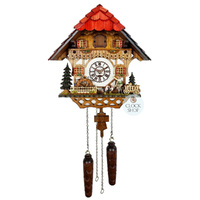 Farmer & Water Wheel Battery Chalet Cuckoo Clock 30cm By TRENKLE image