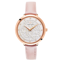 Rose Gold Eolia Watch - White Dial Pink Leather Band By PIERRE LANNIER
