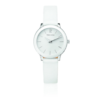 PURE WHITE - SILVER WHITE DIAL WHITE LEATHER BAND BY PIERRE LANNIER