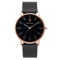 CITYLINE - ROSE GOLD BLACK DIAL BLACK MESH BAND BY PIERRE LANNIER