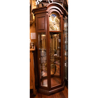Triple Chime Mahogany Grandfather Clock With Shelves By AMS
