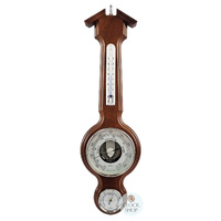 55cm Walnut & Silver Traditional Weather Station With Barometer, Thermometer & Hygrometer By FISCHER image