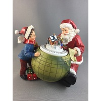 Santa With Globe Moving Train And Lights Music Box 8 Songs